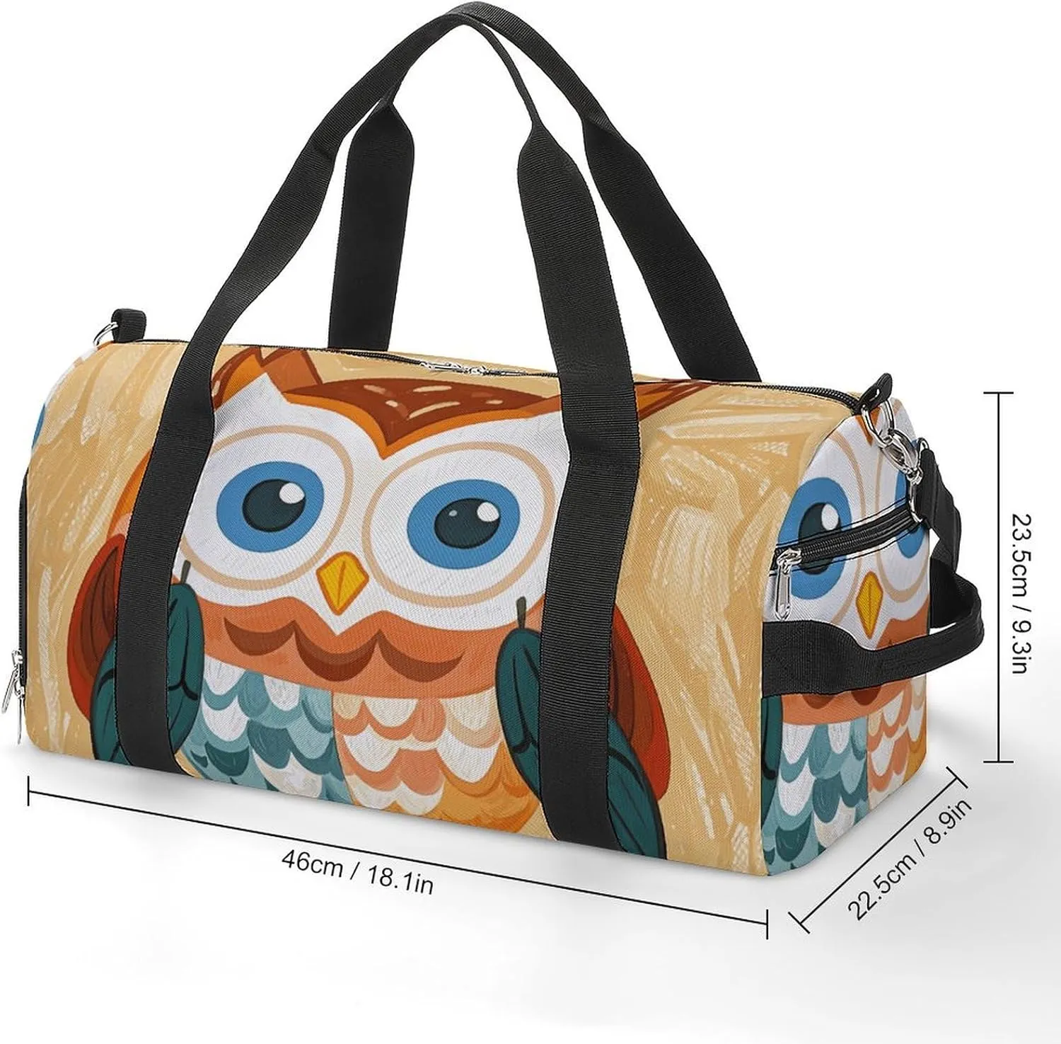 Gym Bags Small Animal Cartoon Owls Cute Duffel Bag Overnight Bag with Shoe Compartment Carryon Bag for Men Women