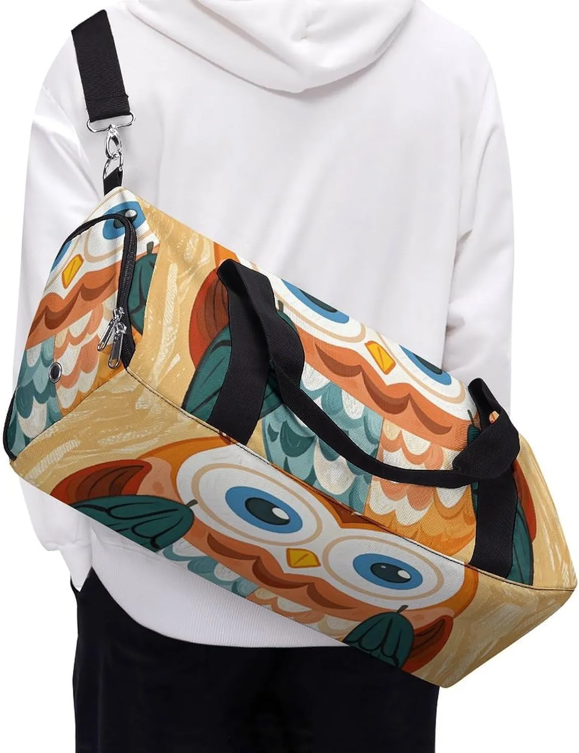Gym Bags Small Animal Cartoon Owls Cute Duffel Bag Overnight Bag with Shoe Compartment Carryon Bag for Men Women