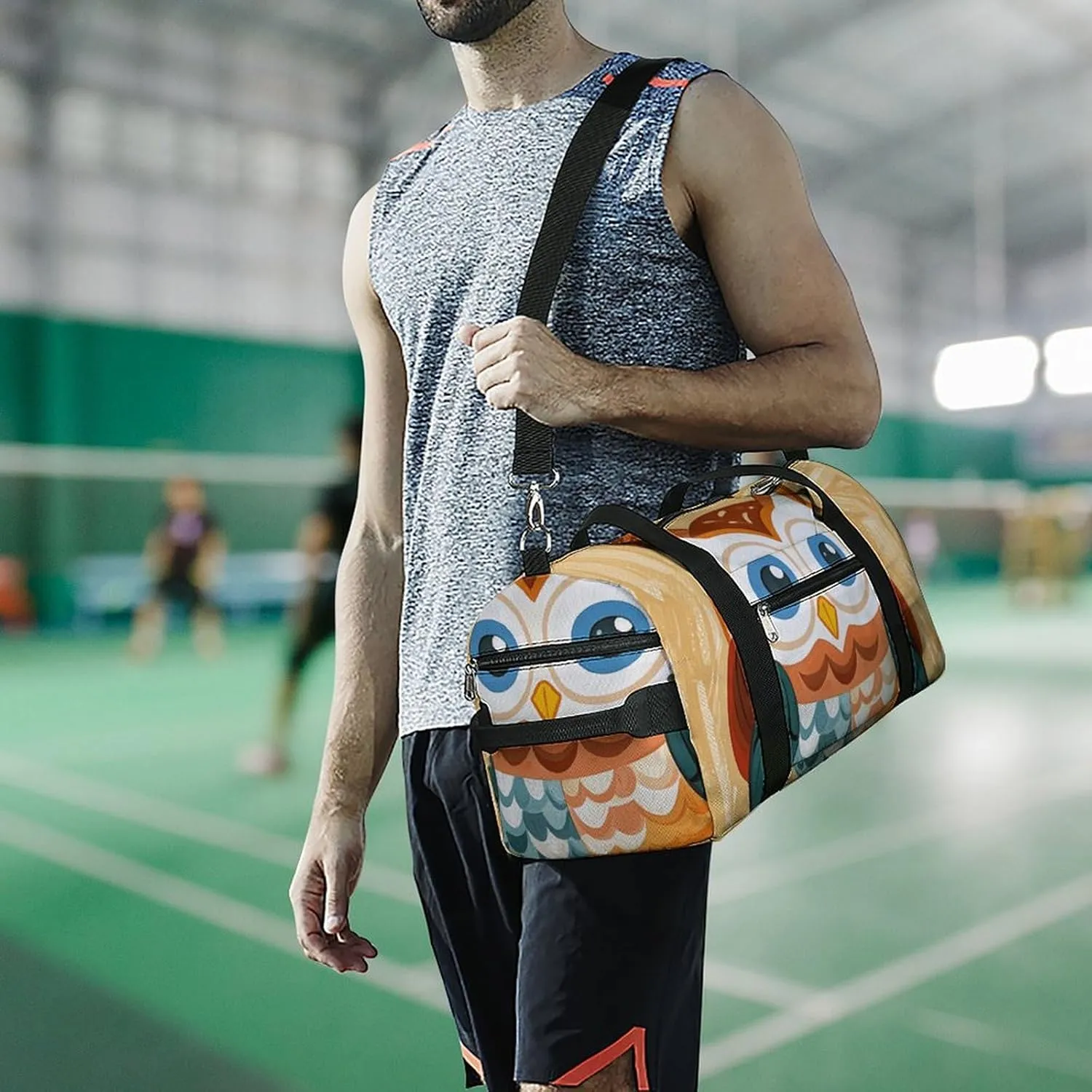 Gym Bags Small Animal Cartoon Owls Cute Duffel Bag Overnight Bag with Shoe Compartment Carryon Bag for Men Women
