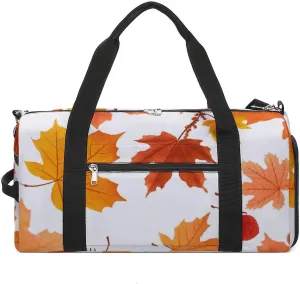 Gym Bags Small Autumn Maple Leaves Duffel Bag Overnight Bag with Shoe Compartment Carryon Bag for Men Women