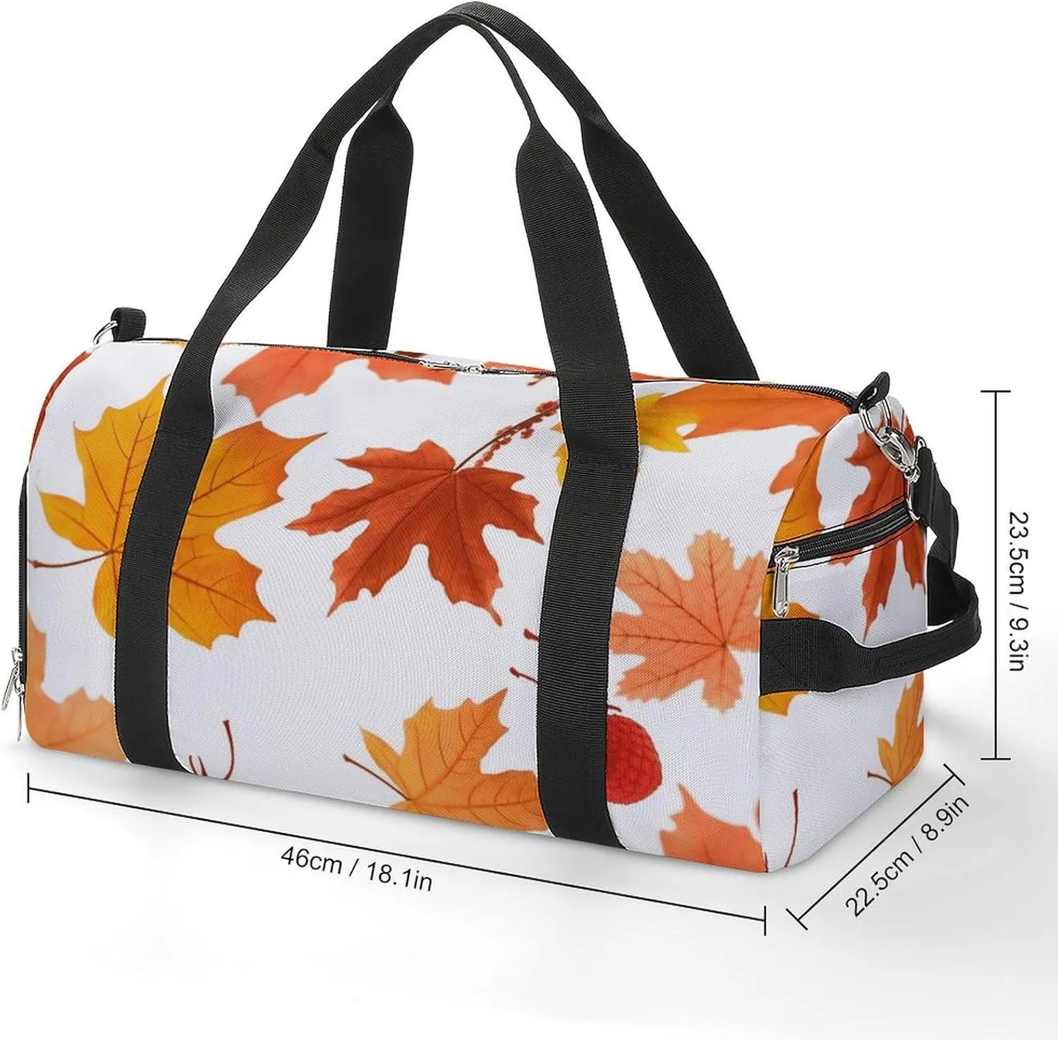 Gym Bags Small Autumn Maple Leaves Duffel Bag Overnight Bag with Shoe Compartment Carryon Bag for Men Women