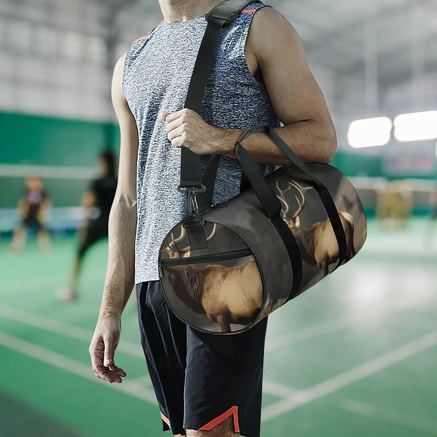 Gym Bags Small Bull Elk Duffel Bag Overnight Bag with Shoe Compartment Carryon Bag for Men Women