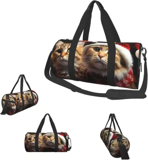 Gym Bags Small Christmas Cat Duffel Bag Overnight Bag with Shoe Compartment Carryon Bag for Men Women