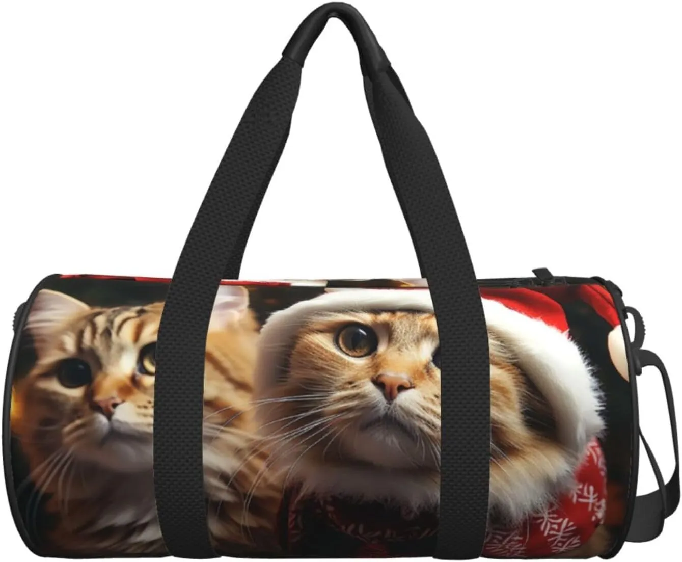 Gym Bags Small Christmas Cat Duffel Bag Overnight Bag with Shoe Compartment Carryon Bag for Men Women