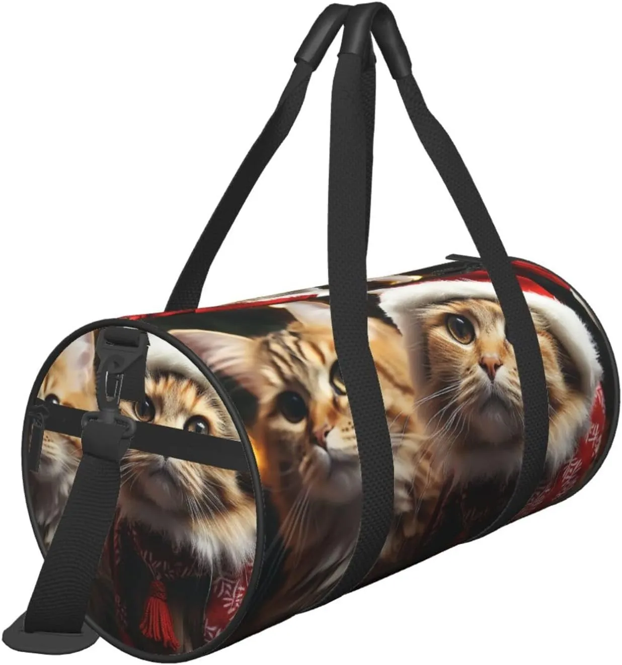 Gym Bags Small Christmas Cat Duffel Bag Overnight Bag with Shoe Compartment Carryon Bag for Men Women