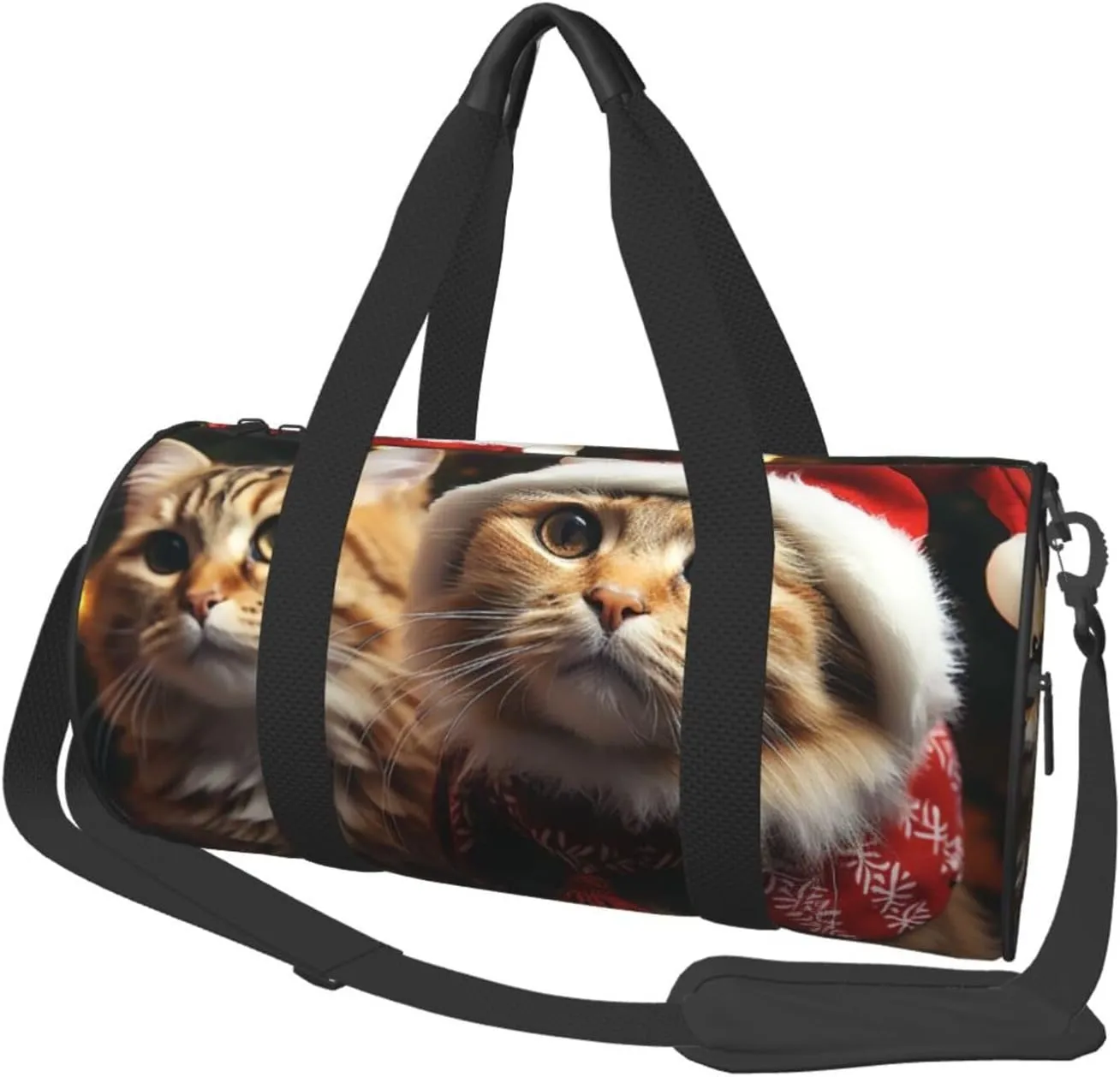 Gym Bags Small Christmas Cat Duffel Bag Overnight Bag with Shoe Compartment Carryon Bag for Men Women