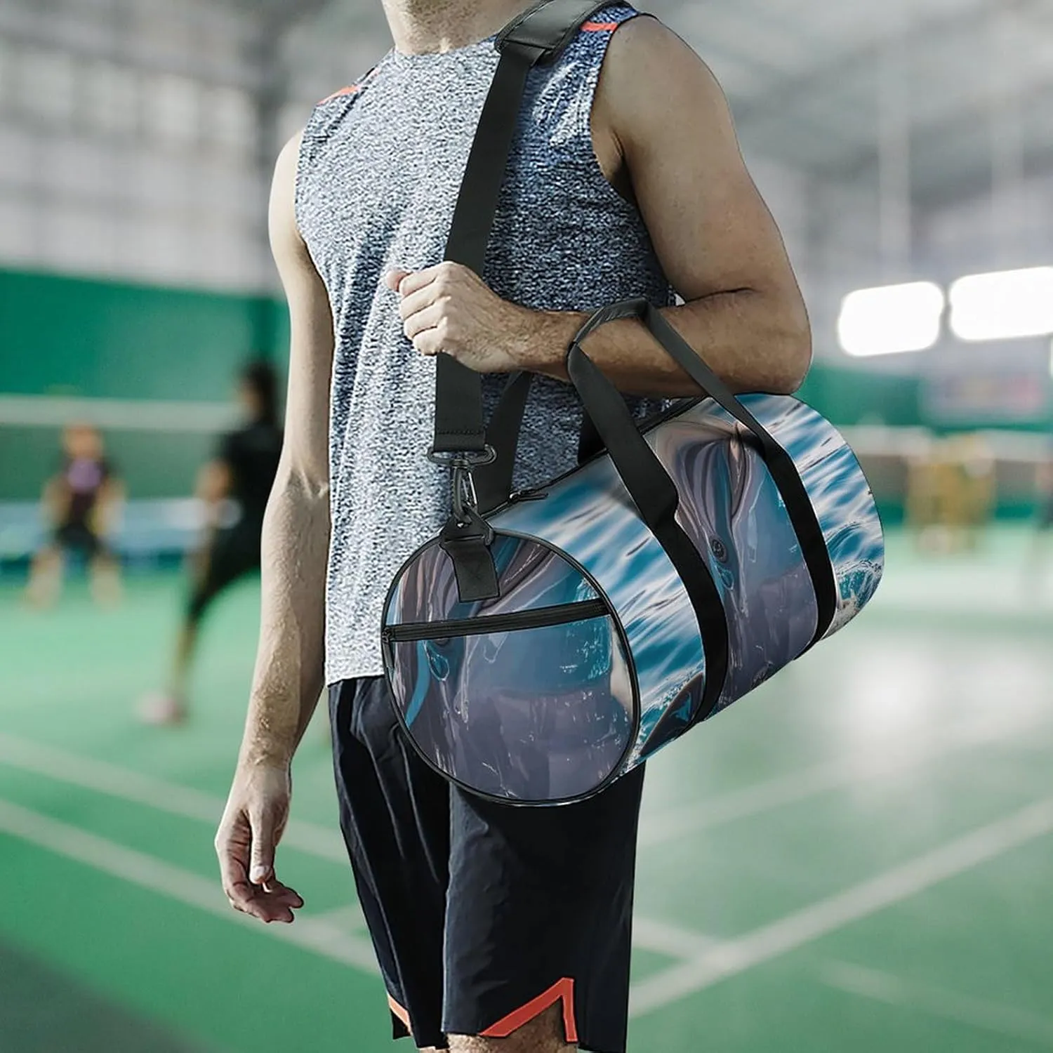 Gym Bags Small Cute Dolphin Duffel Bag Overnight Bag with Shoe Compartment Carryon Bag for Men Women