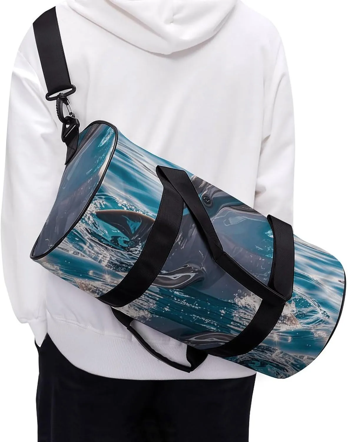 Gym Bags Small Cute Dolphin Duffel Bag Overnight Bag with Shoe Compartment Carryon Bag for Men Women