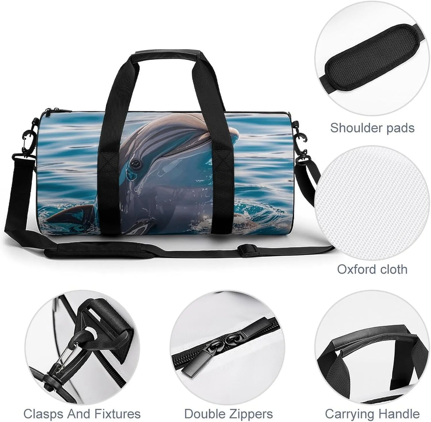 Gym Bags Small Cute Dolphin Duffel Bag Overnight Bag with Shoe Compartment Carryon Bag for Men Women