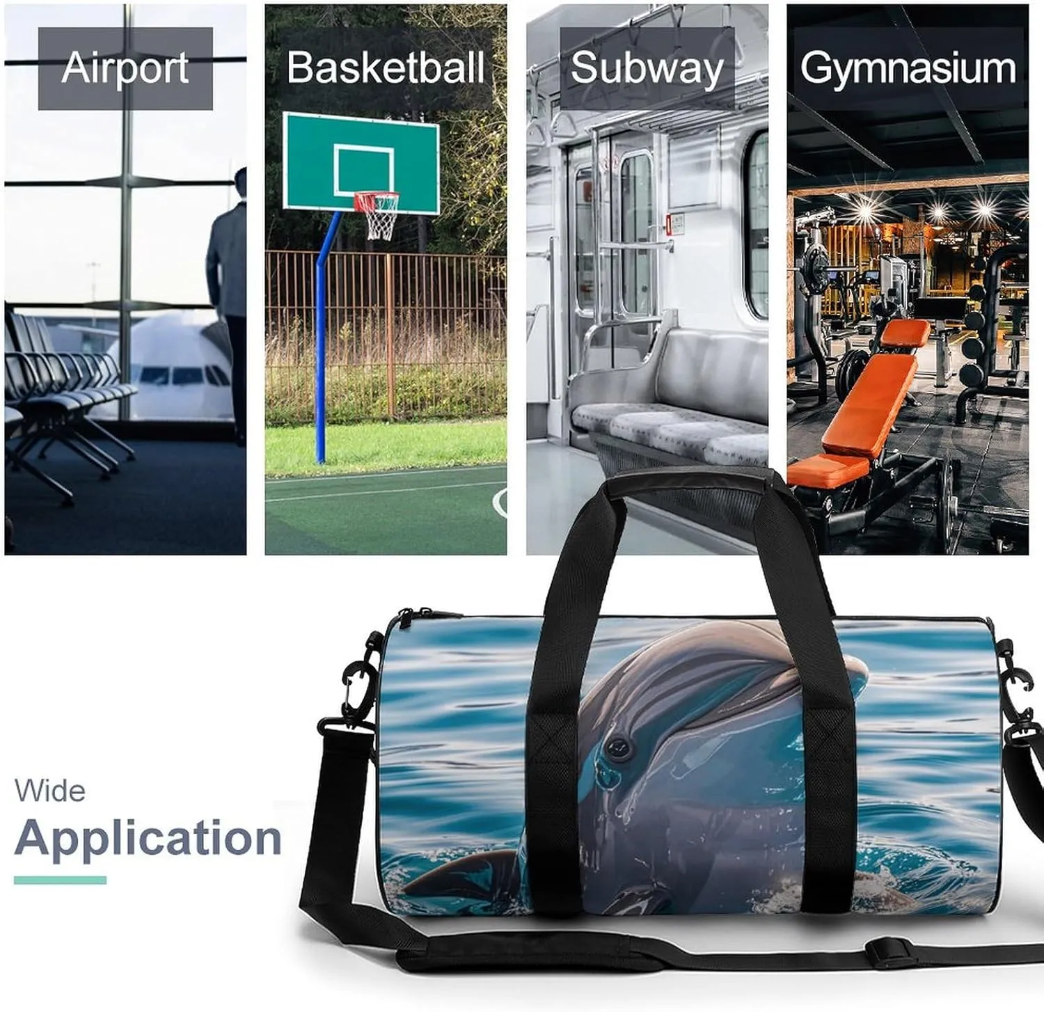 Gym Bags Small Cute Dolphin Duffel Bag Overnight Bag with Shoe Compartment Carryon Bag for Men Women