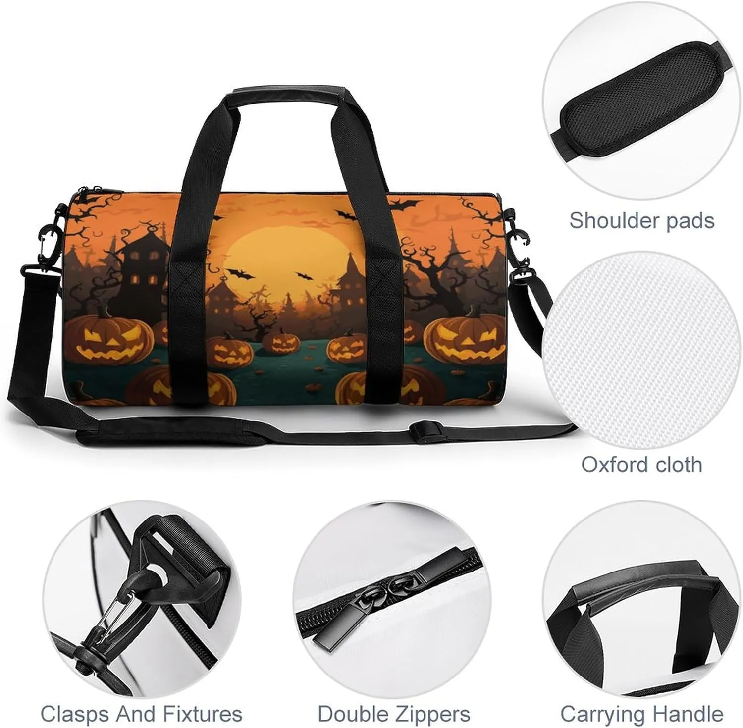 Gym Bags Small Halloween Orange Duffel Bag Overnight Bag with Shoe Compartment Carryon Bag for Men Women