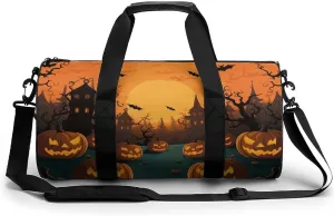 Gym Bags Small Halloween Orange Duffel Bag Overnight Bag with Shoe Compartment Carryon Bag for Men Women