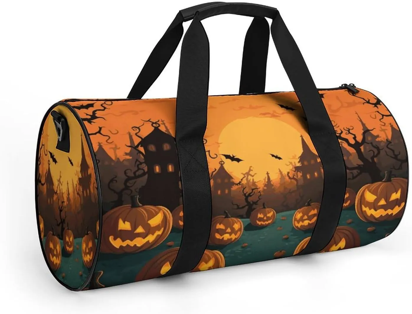 Gym Bags Small Halloween Orange Duffel Bag Overnight Bag with Shoe Compartment Carryon Bag for Men Women