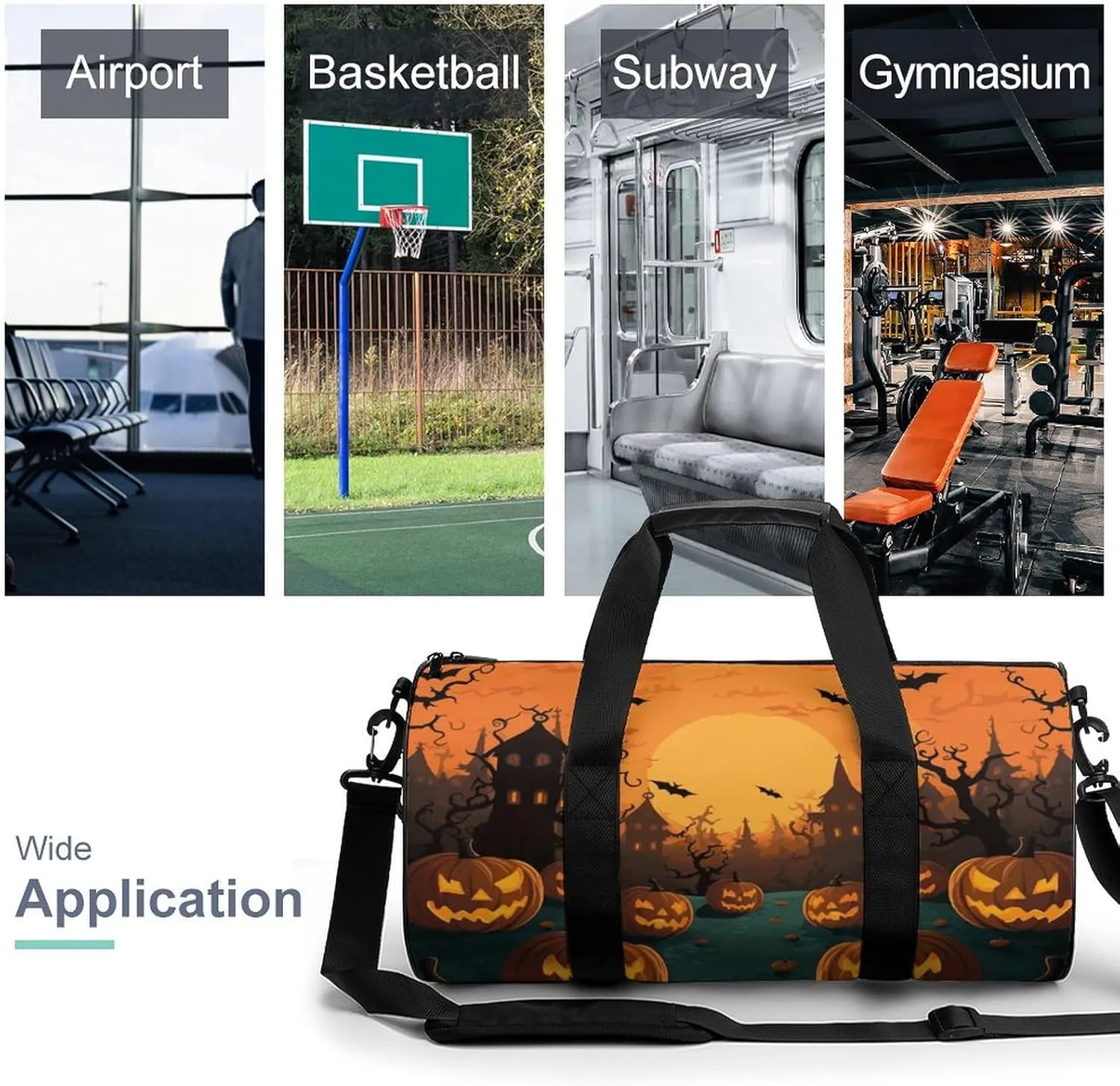 Gym Bags Small Halloween Orange Duffel Bag Overnight Bag with Shoe Compartment Carryon Bag for Men Women