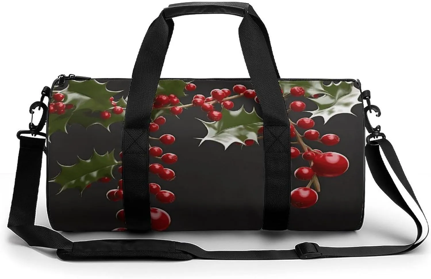 Gym Bags Small Holly Berry Branches Duffel Bag Overnight Bag with Shoe Compartment Carryon Bag for Men Women