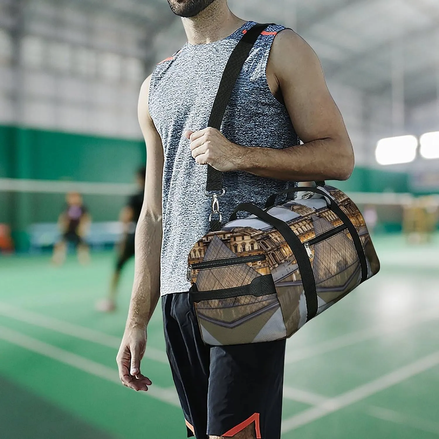 Gym Bags Small Louvre Museum in Paris Duffel Bag Overnight Bag with Shoe Compartment Carryon Bag for Men Women