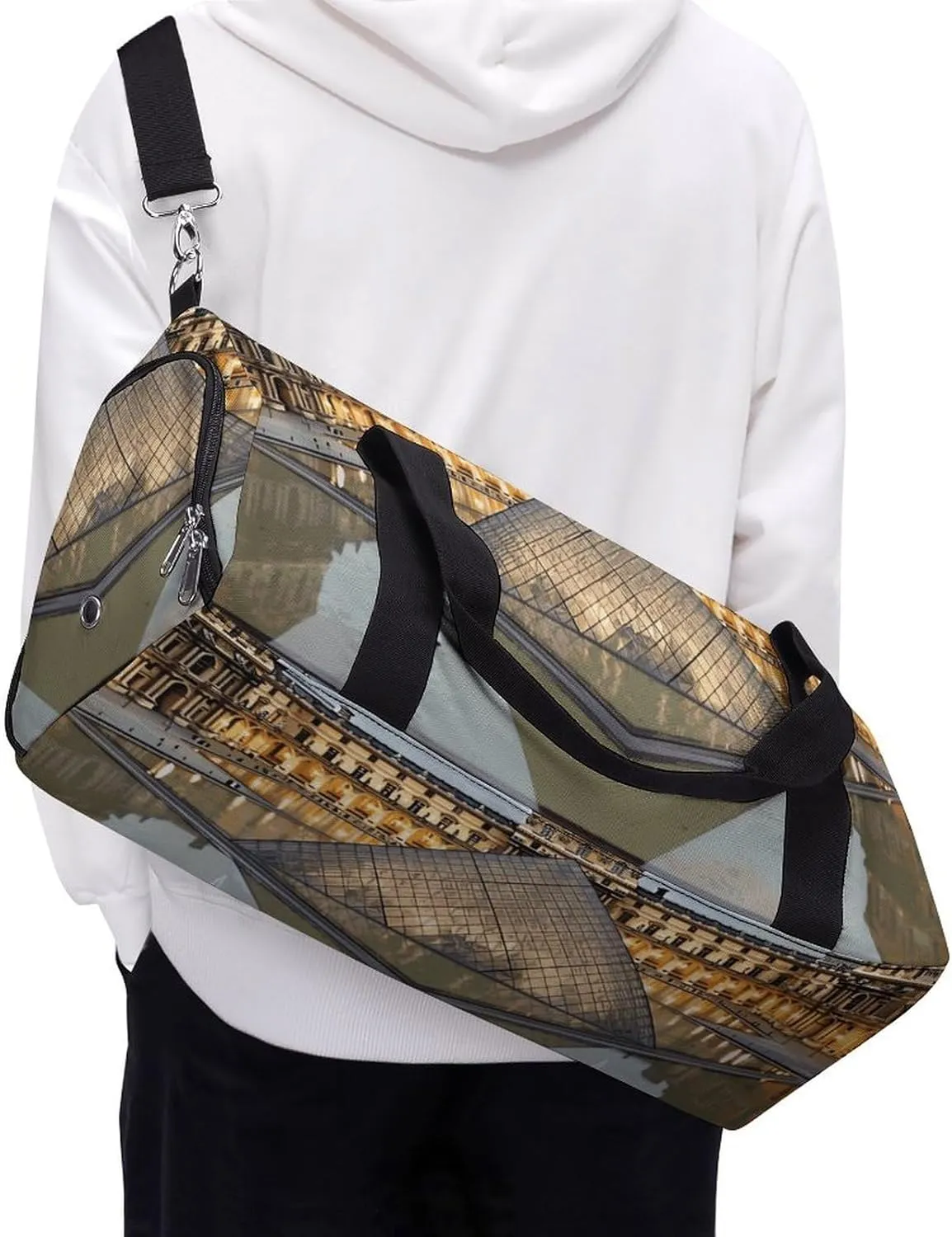 Gym Bags Small Louvre Museum in Paris Duffel Bag Overnight Bag with Shoe Compartment Carryon Bag for Men Women