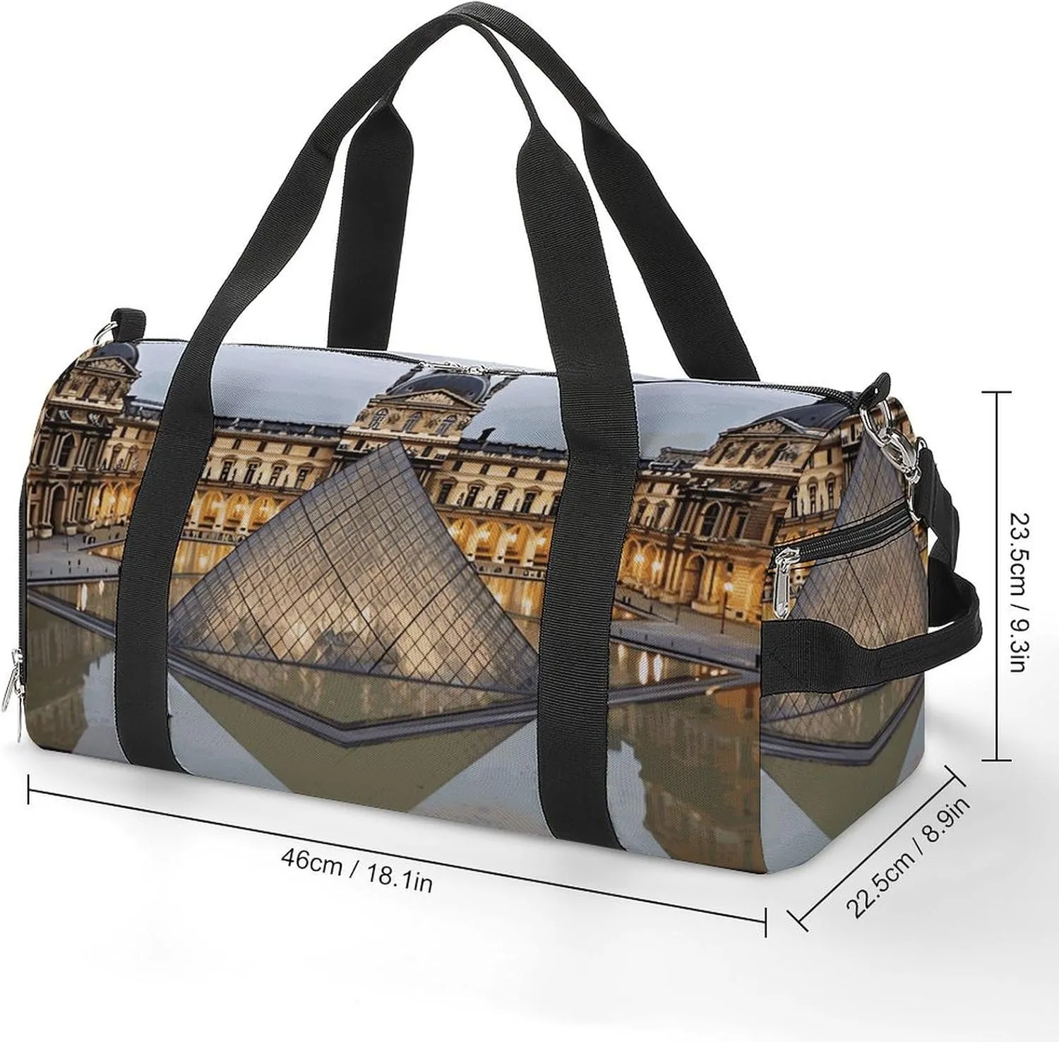 Gym Bags Small Louvre Museum in Paris Duffel Bag Overnight Bag with Shoe Compartment Carryon Bag for Men Women