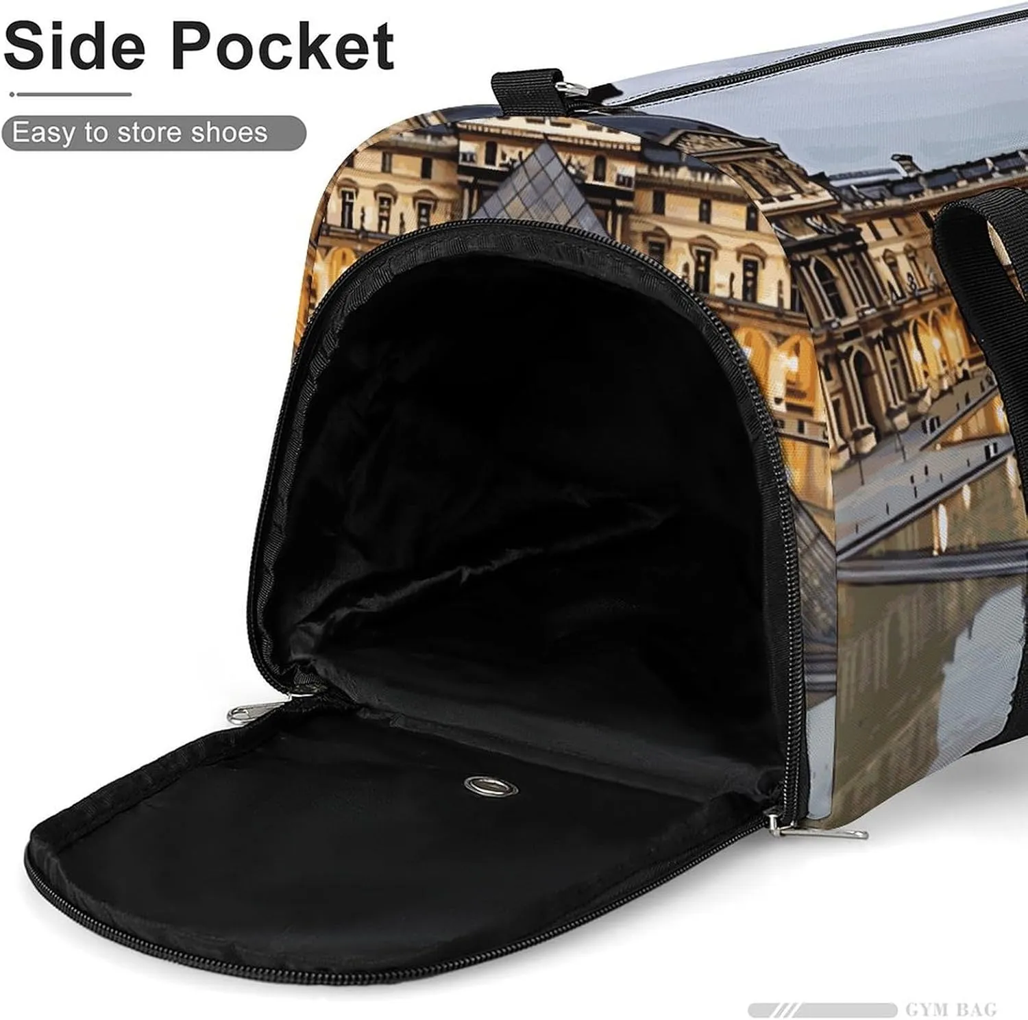 Gym Bags Small Louvre Museum in Paris Duffel Bag Overnight Bag with Shoe Compartment Carryon Bag for Men Women