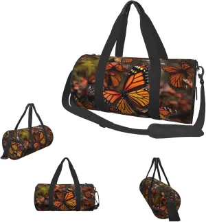 Gym Bags Small Monarch butterflies Duffel Bag Overnight Bag with Shoe Compartment Carryon Bag for Men Women
