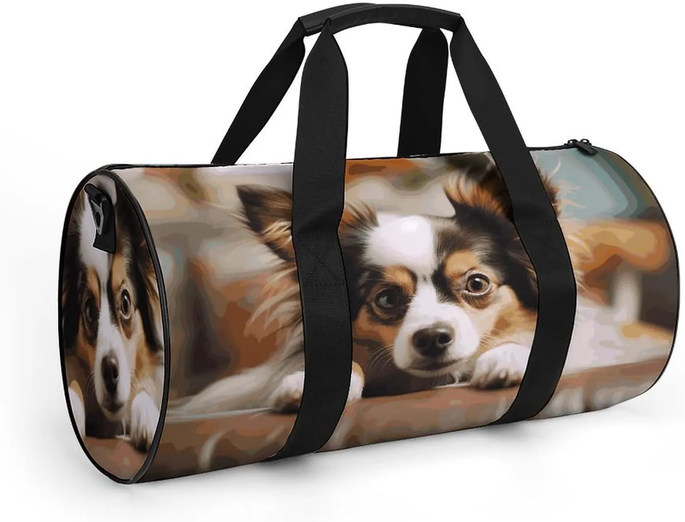 Gym Bags Small Papillon Lying on Tummy Duffel Bag Overnight Bag with Shoe Compartment Carryon Bag for Men Women