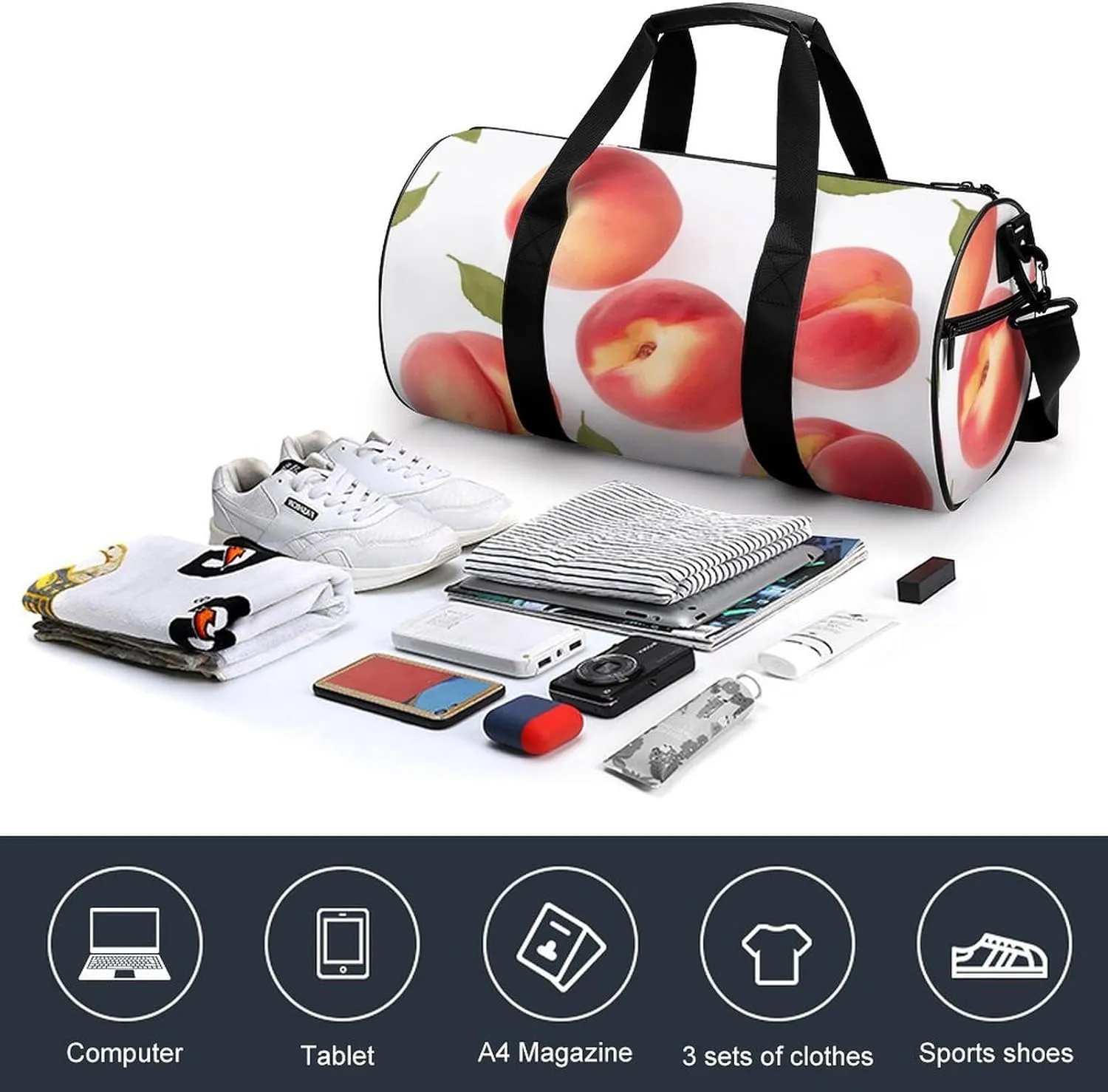 Gym Bags Small Peach Duffel Bag Overnight Bag with Shoe Compartment Carryon Bag for Men Women