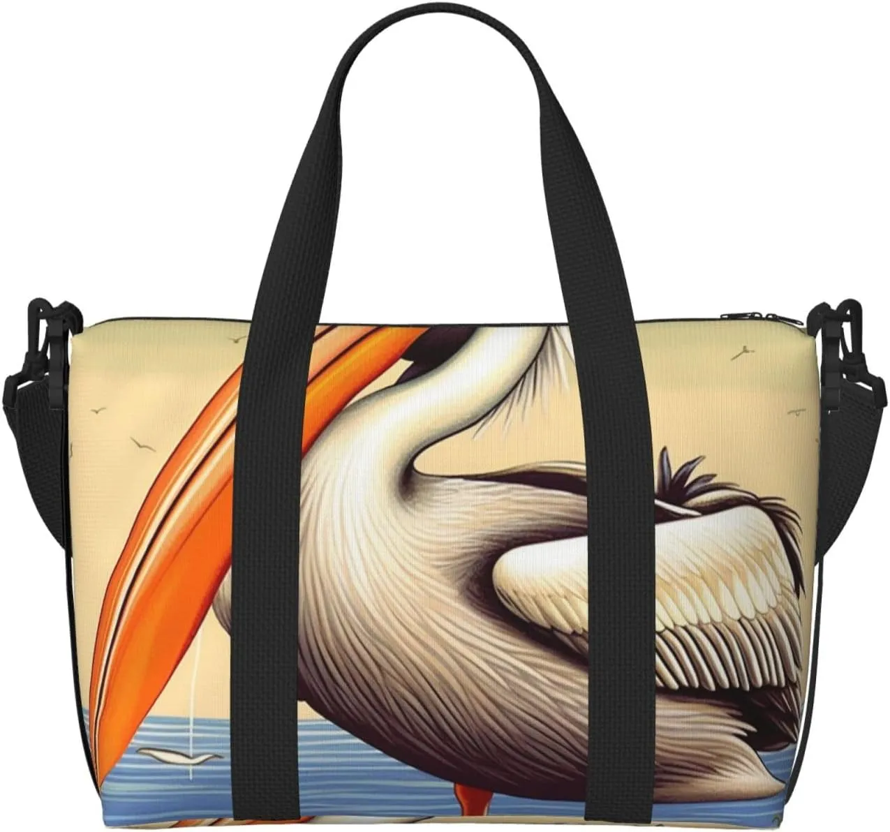 Gym Bags Small Pelican Birds Duffel Bag Overnight Bag with Shoe Compartment Carryon Bag for Men Women