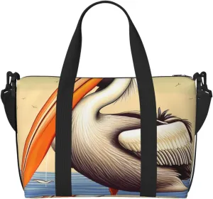 Gym Bags Small Pelican Birds Duffel Bag Overnight Bag with Shoe Compartment Carryon Bag for Men Women