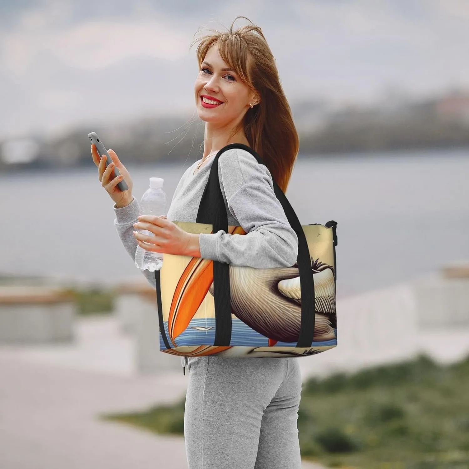 Gym Bags Small Pelican Birds Duffel Bag Overnight Bag with Shoe Compartment Carryon Bag for Men Women
