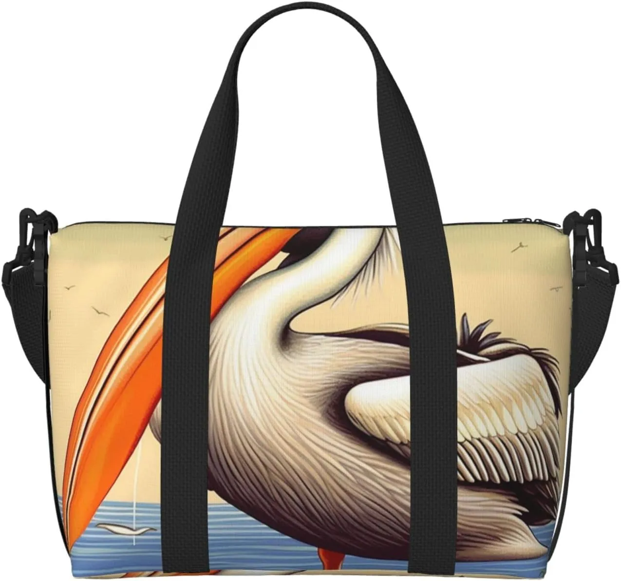 Gym Bags Small Pelican Birds Duffel Bag Overnight Bag with Shoe Compartment Carryon Bag for Men Women