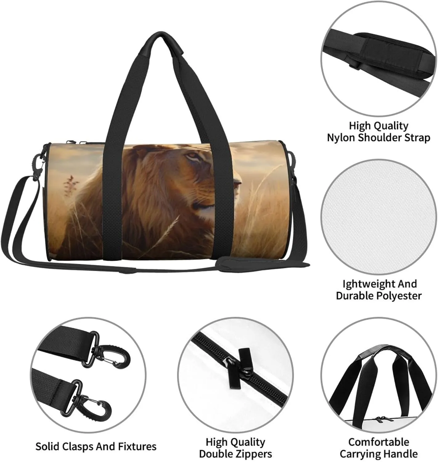 Gym Bags Small Prairie lion Duffel Bag Overnight Bag with Shoe Compartment Carryon Bag for Men Women
