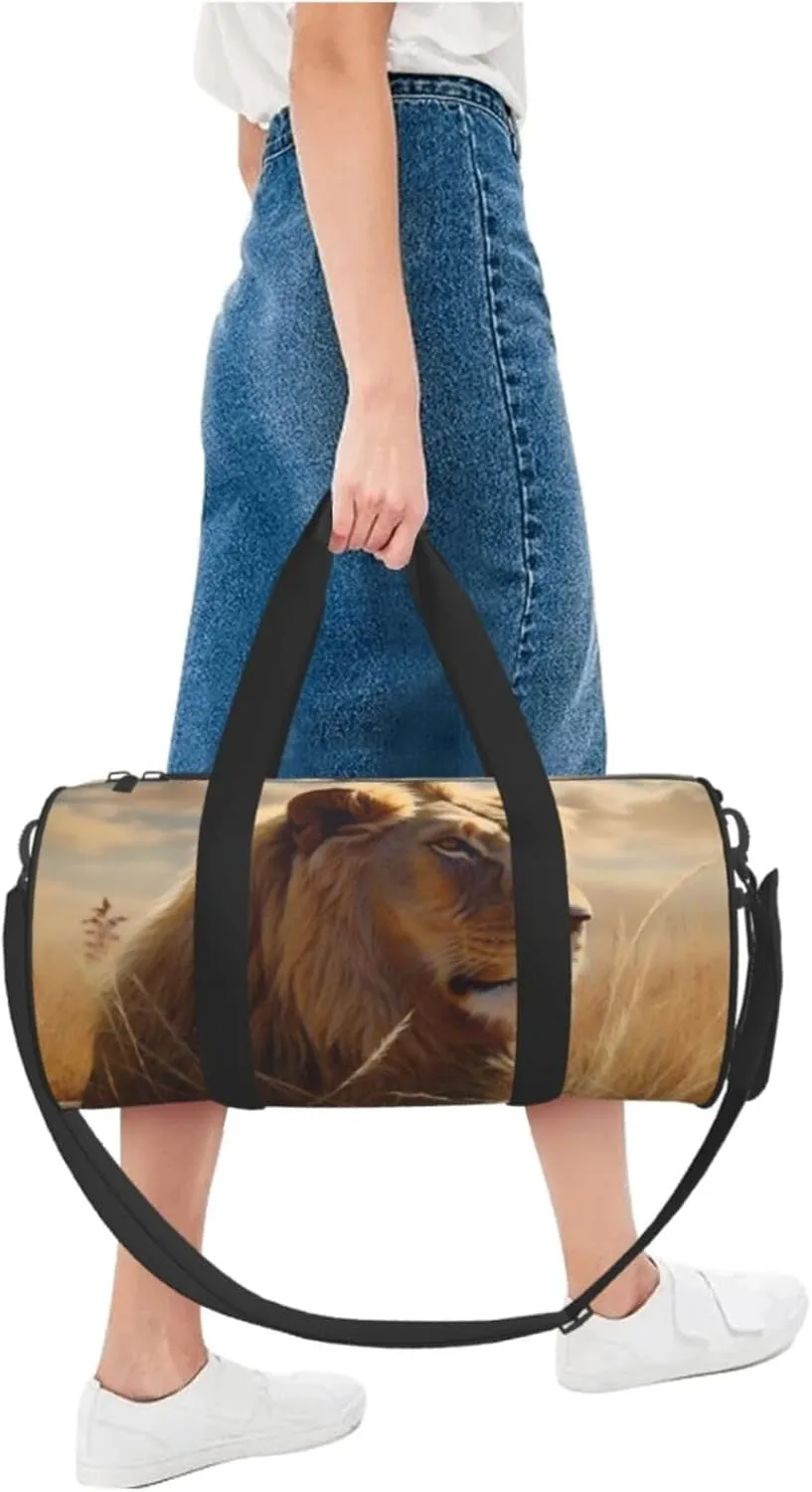 Gym Bags Small Prairie lion Duffel Bag Overnight Bag with Shoe Compartment Carryon Bag for Men Women