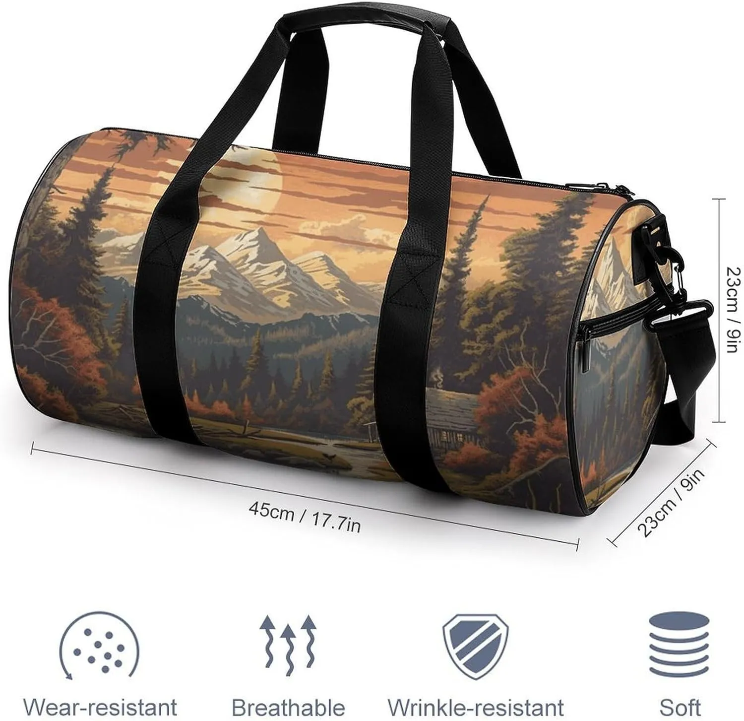 Gym Bags Small Sun Mountain Scenic Stream Duffel Bag Overnight Bag with Shoe Compartment Carryon Bag for Men Women