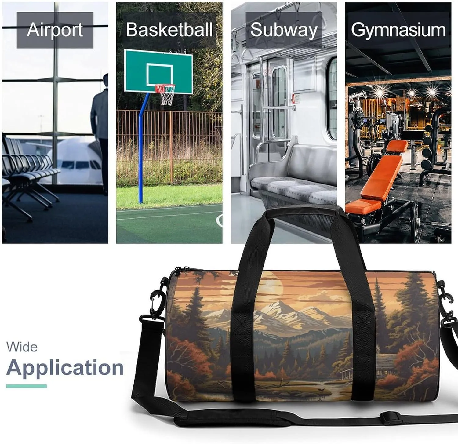 Gym Bags Small Sun Mountain Scenic Stream Duffel Bag Overnight Bag with Shoe Compartment Carryon Bag for Men Women