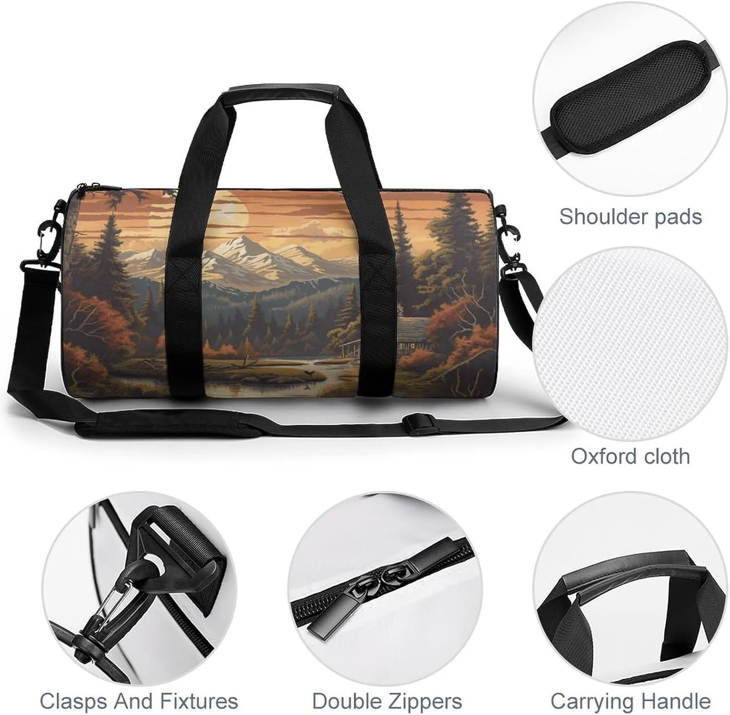 Gym Bags Small Sun Mountain Scenic Stream Duffel Bag Overnight Bag with Shoe Compartment Carryon Bag for Men Women