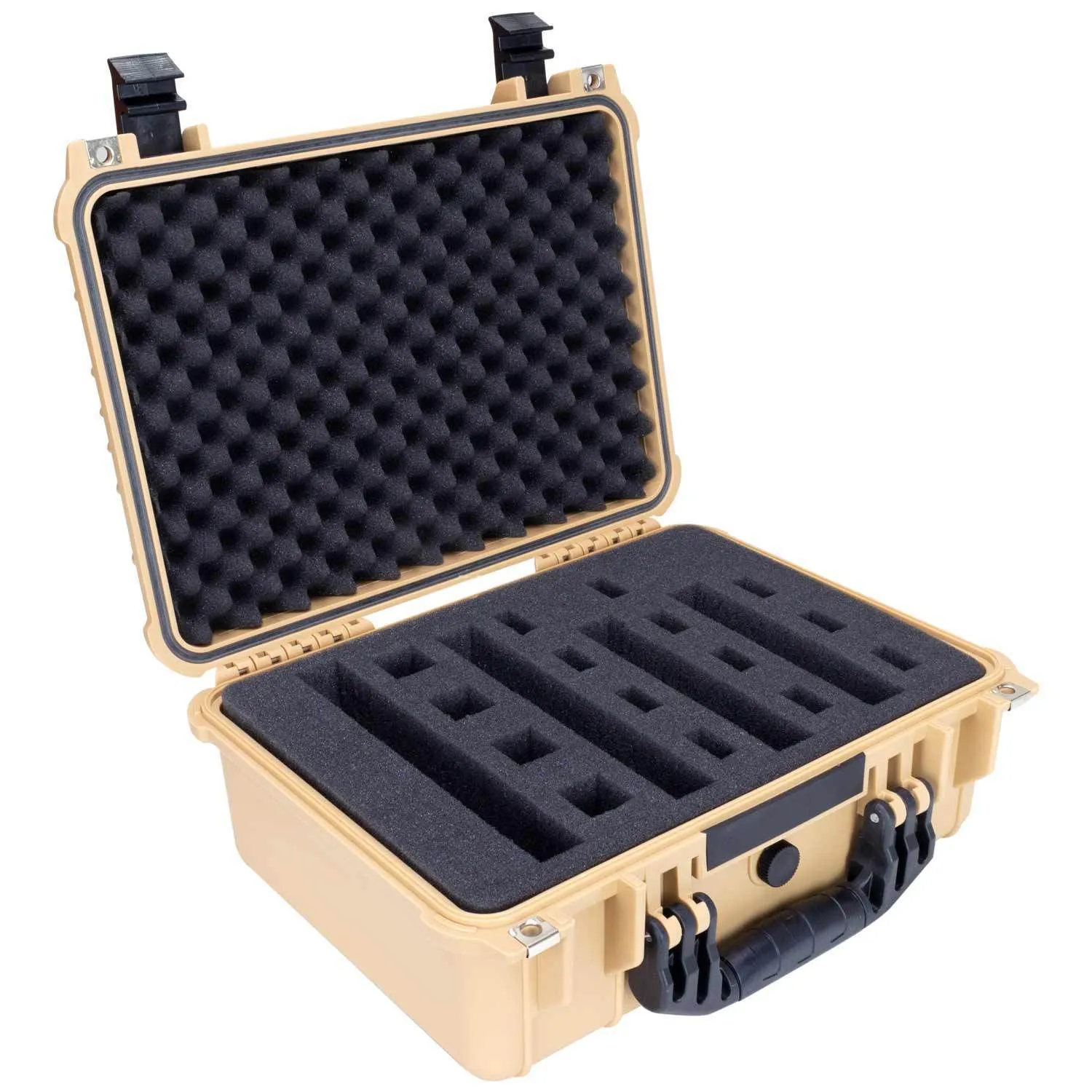 HARD 4 PISTOL GUN CASE WITH LOCKING HOLES & AUTO PRESSURE ADJUSTMENT