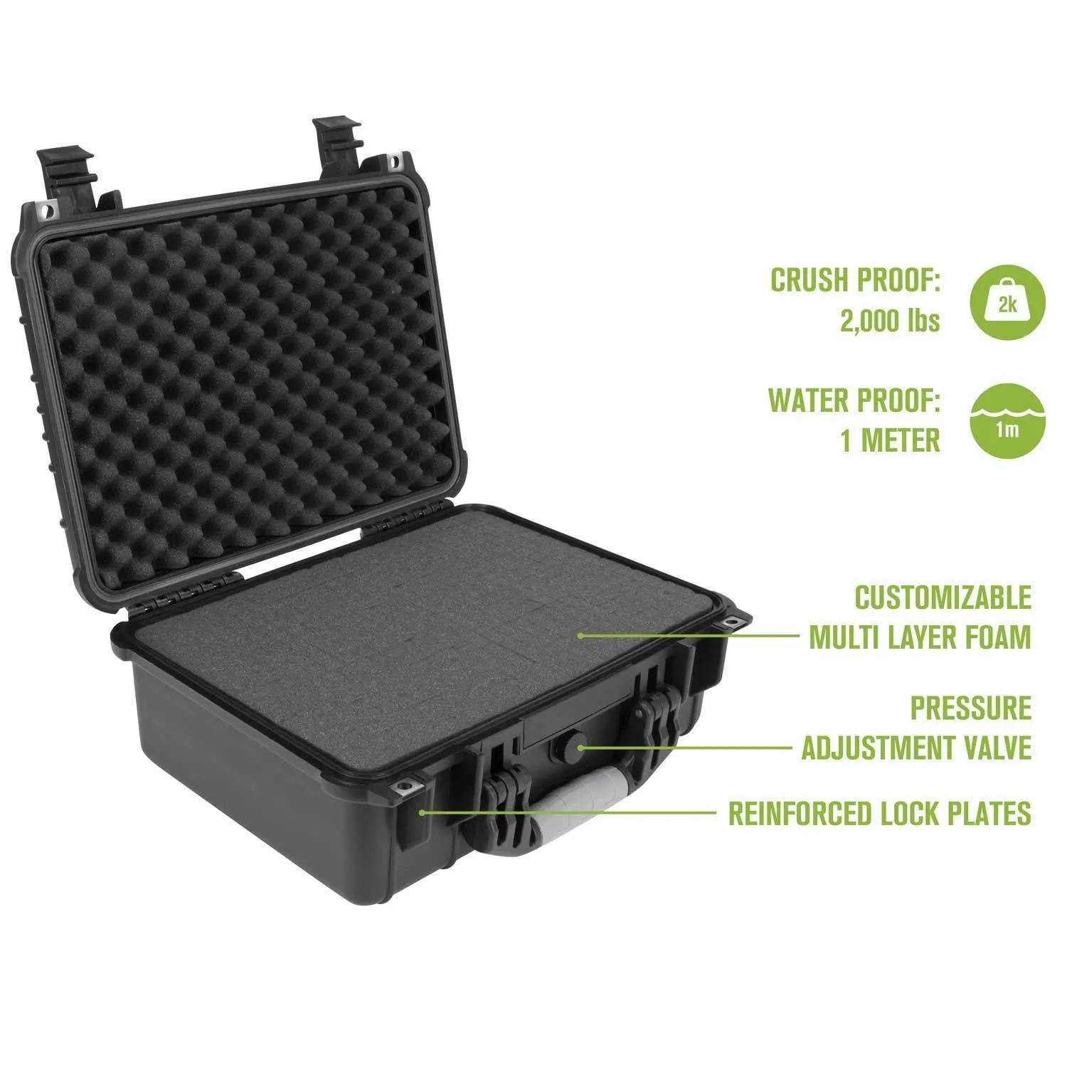 HARD 4 PISTOL GUN CASE WITH LOCKING HOLES & AUTO PRESSURE ADJUSTMENT