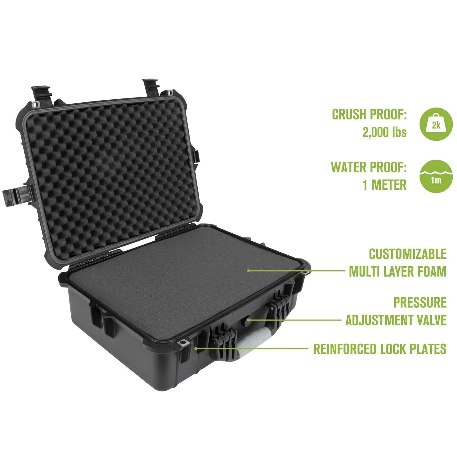 Hard 5 Pistol Gun Case With Locking Holes & Auto Pressure Adjustment