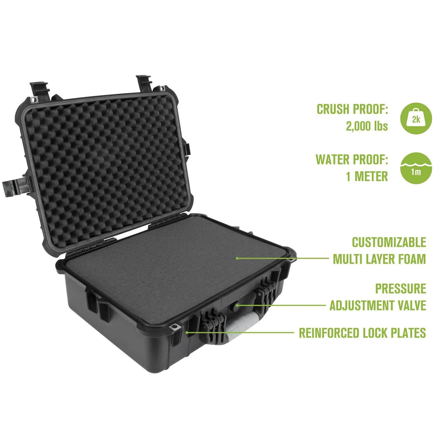 Hard 5 Pistol Gun Case With Locking Holes & Auto Pressure Adjustment