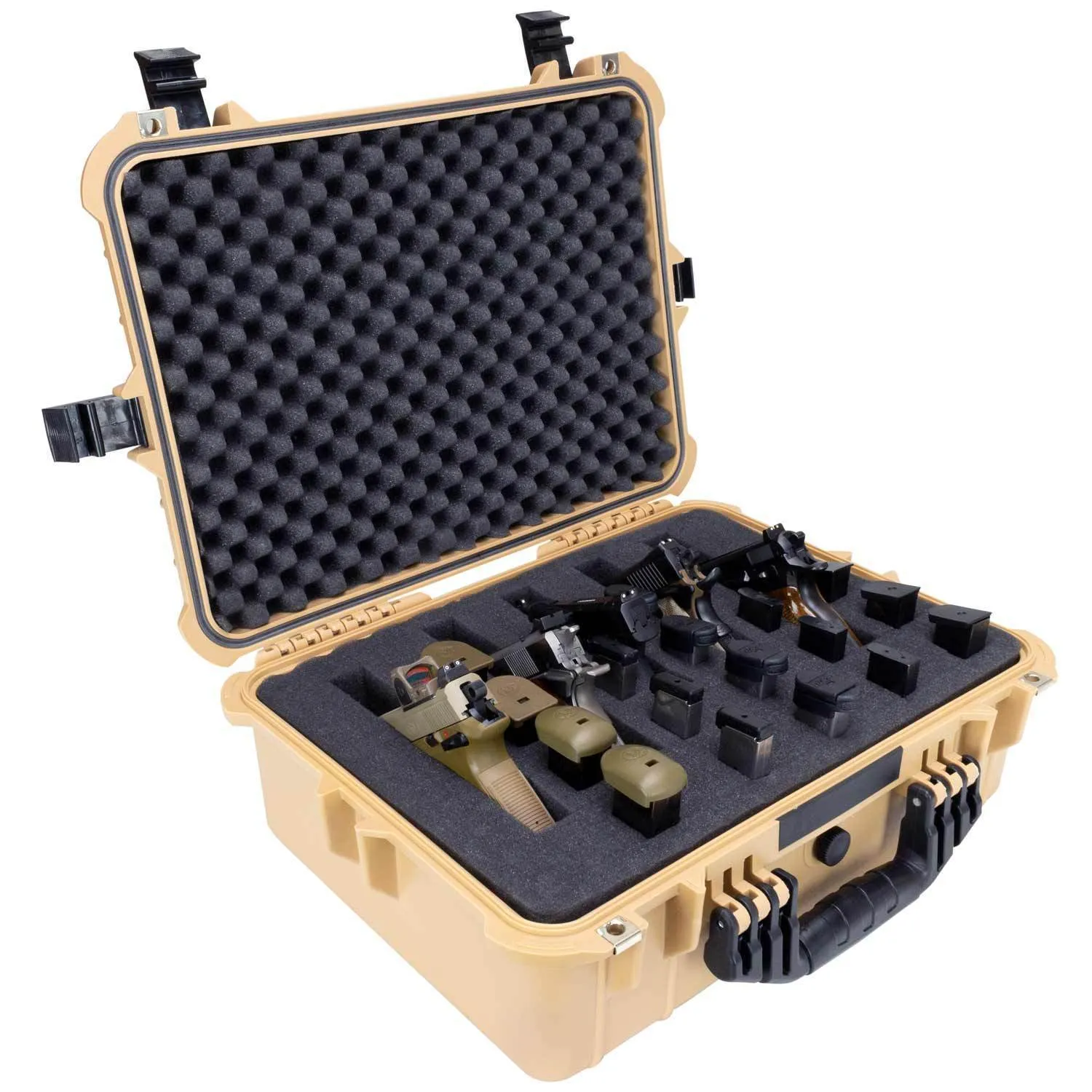 Hard 5 Pistol Gun Case With Locking Holes & Auto Pressure Adjustment