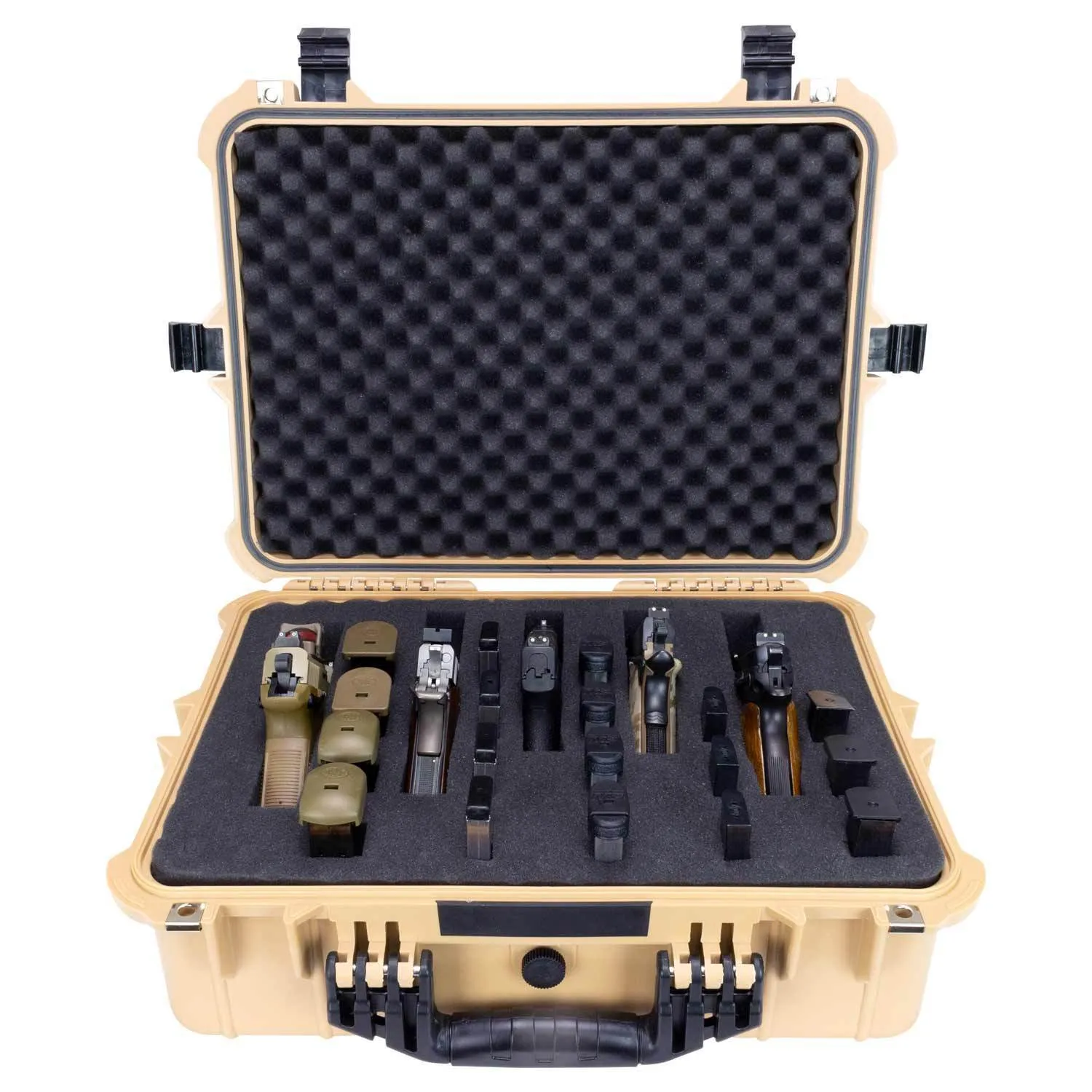 Hard 5 Pistol Gun Case With Locking Holes & Auto Pressure Adjustment