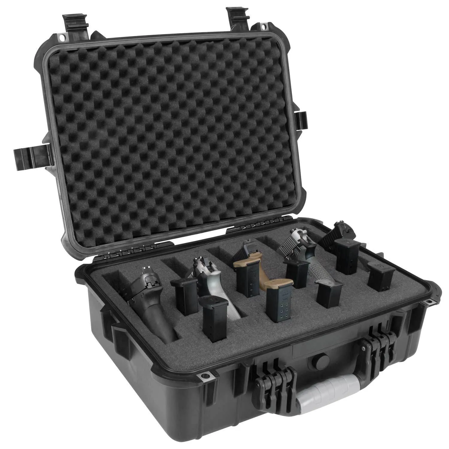 Hard 5 Pistol Gun Case With Locking Holes & Auto Pressure Adjustment