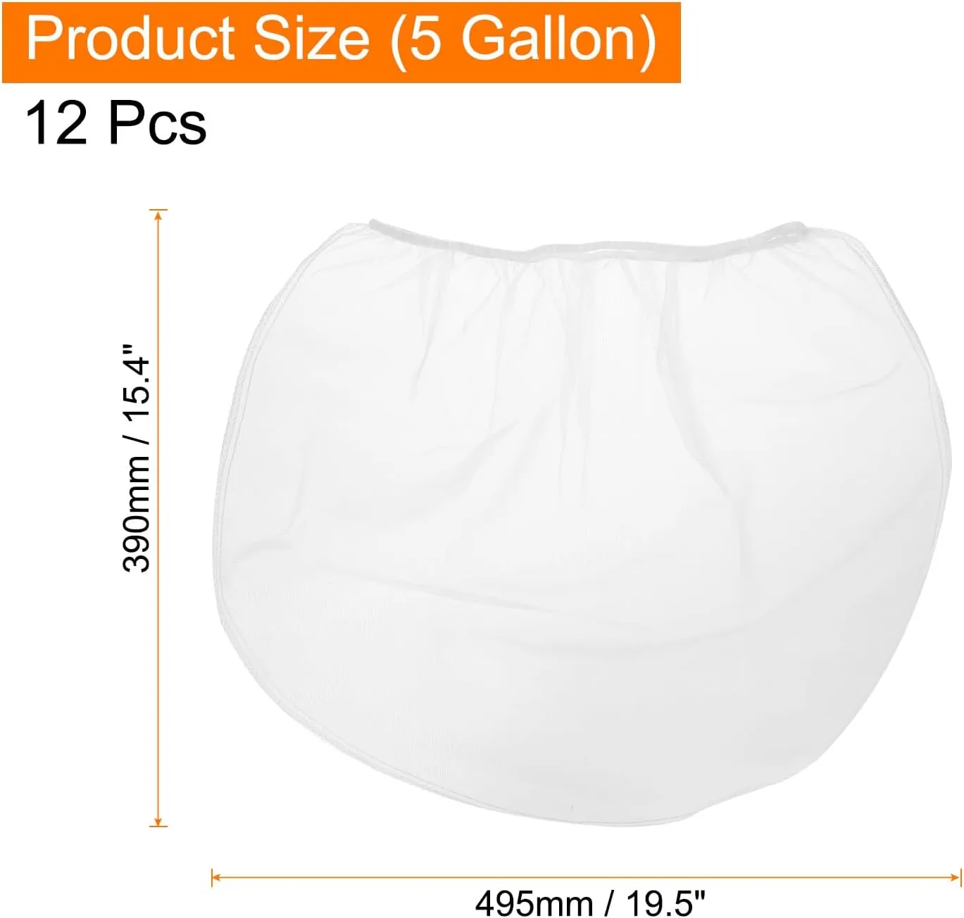 HARFINGTON Paint Strainer Bags 5Gallon 1.54"x1.95" Nylon Bag with Elastic Opening 12Pcs