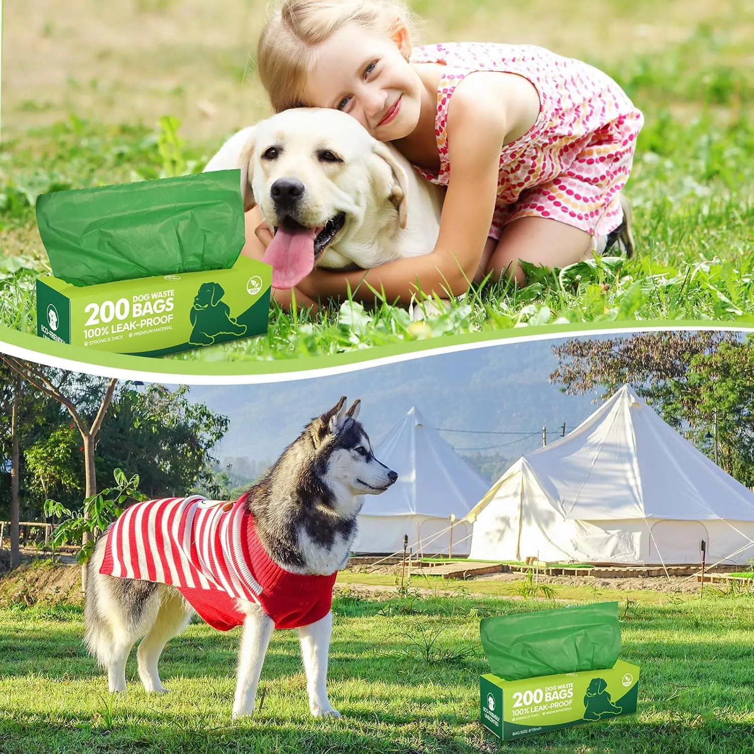 Harloon 6000 Counts Dog Poop Waste Bags 30 Rolls 12 x 8 Inches Extra Thick Strong Leak PET Proof Bags Disposable Bulk Universal Doggy Roll Waste Box for Puppy Outdoor Walking Travel(Deep Green)