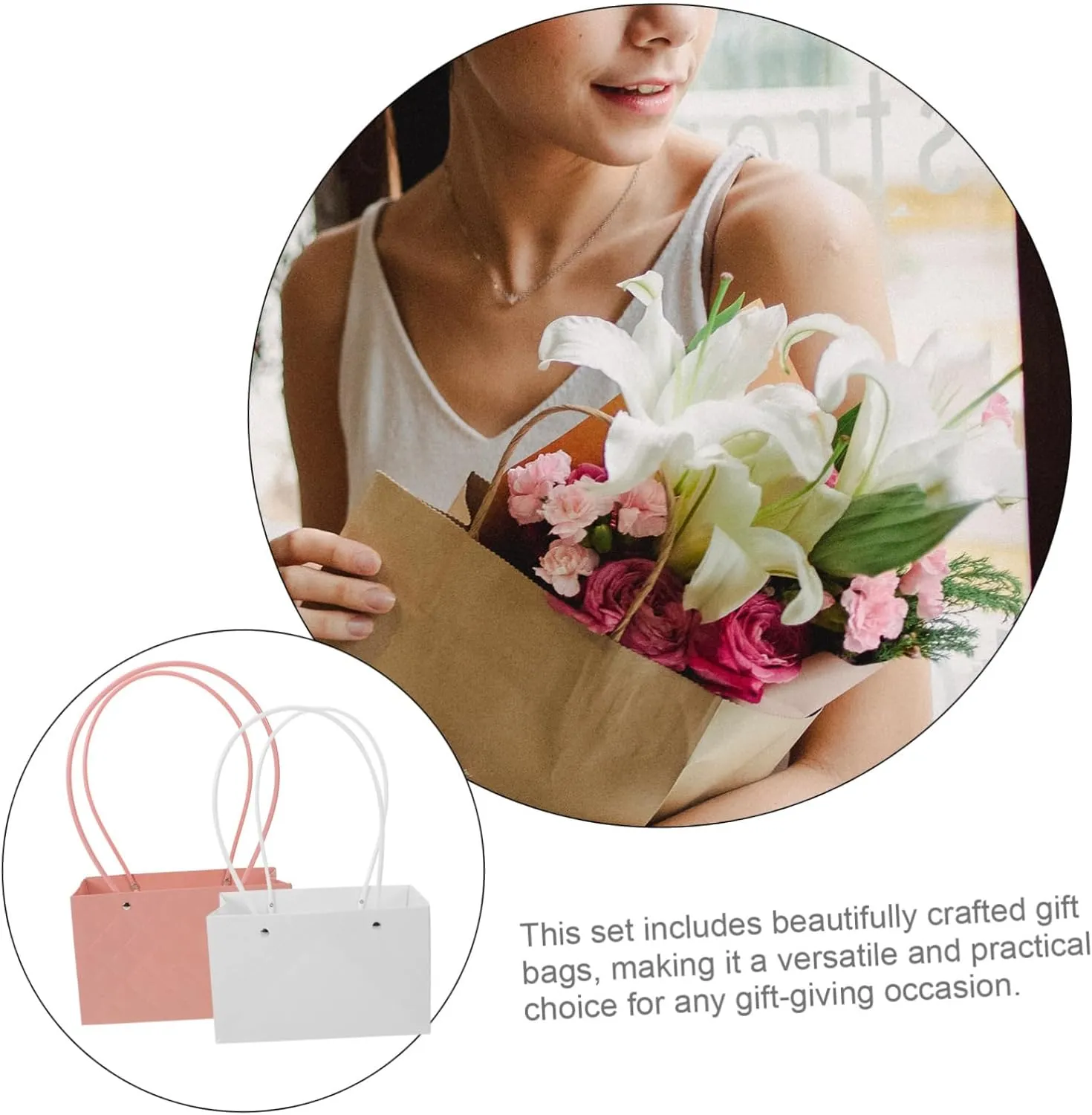 HEALEEP 3sets 4pcs Elegant Floral Packaging Bags for Bouquets Stylish Present Bags for Weddings Birthdays and Special Occasions Wrapping Boxes 4pcs*3