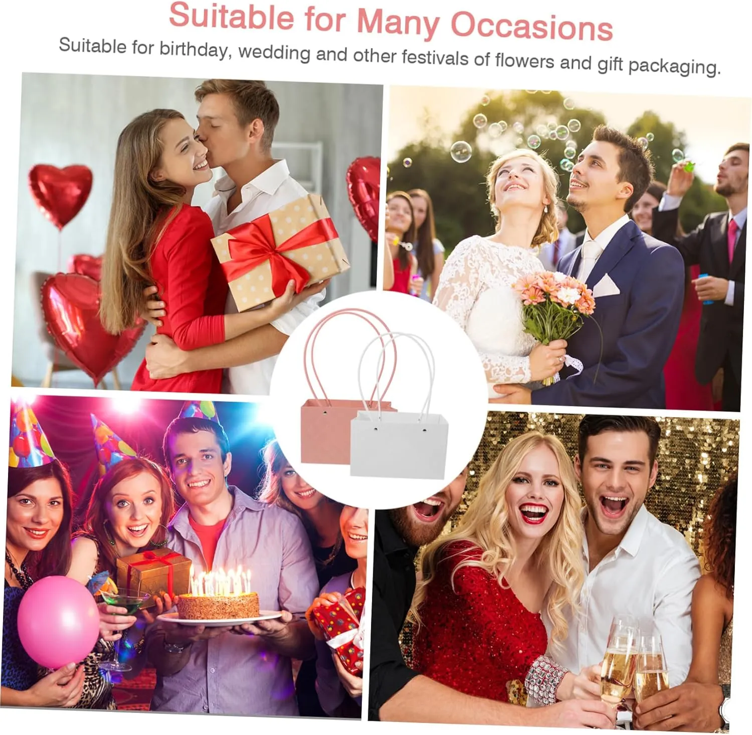 HEALEEP 3sets 4pcs Elegant Floral Packaging Bags for Bouquets Stylish Present Bags for Weddings Birthdays and Special Occasions Wrapping Boxes 4pcs*3