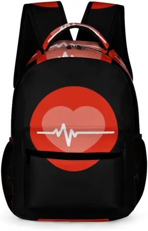 Heartbeat Love Heart Fashion Backpack Cute Daypack Unisex Laptop Bag for Travel Business Work