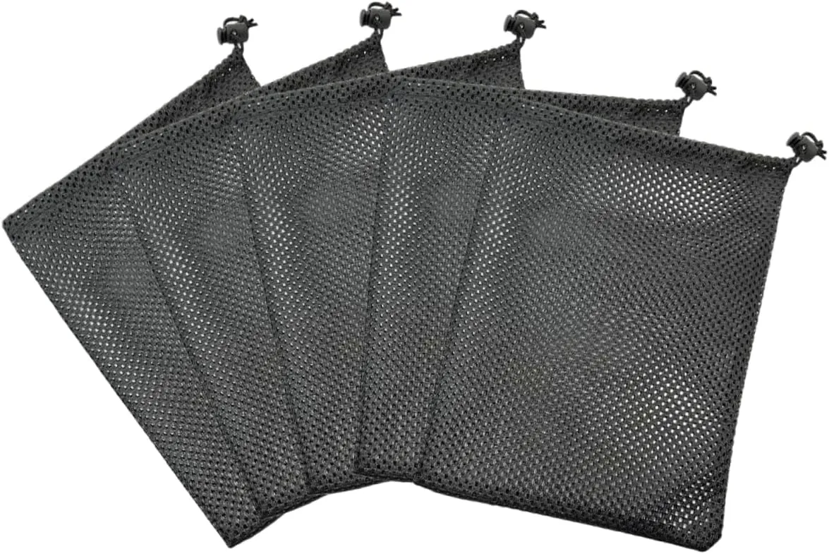 Hemoton 5pcs Mesh Bag for Balls Storage Golf Gym Travel Polyester Drawstring Large Mesh Pocket Practical Organizing Bag