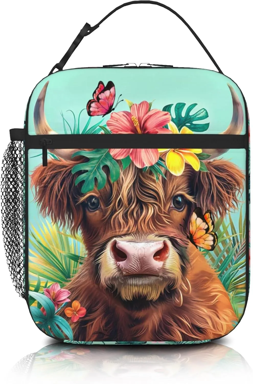 Highland Cow Lunch Bag For Boys Girls Reusable Cute Animal Highland Cow Lunch Box for Kids Adult Insulated Meal Cooler Bags Waterproof Leakproof Portable Lunch Tote For School Work Travel Picnic