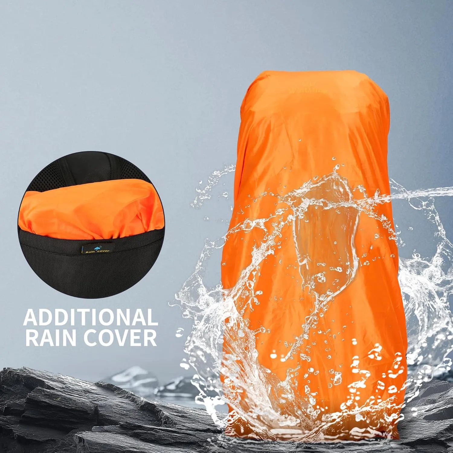 Hiking Backpack for Men and Women 70L 5L Waterproof Lightweight Camping Daypack with Rain Cover for Outdoor Travel Mountaineering - Frameless (Green)